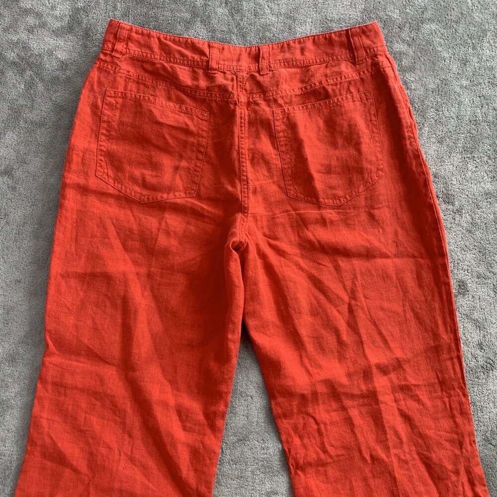 Eileen Fisher Pants Womens Small Linen Blend Orange Casual High Rise Trousers - Picture 11 of 11